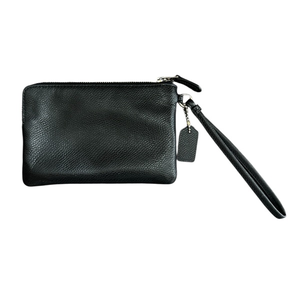 Coach Small Black Pebbled Leather Wristlet - Picture 2 of 6
